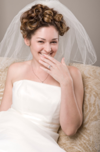 Bride giggling